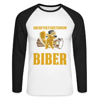 Ich Bin Ein Otter Mit Architekturstudium - Man Nen - Unisex Baseballshirt langarm - Weiß/Schwarz - Vorne - Nik (191cm)