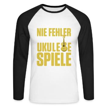 Ich Mache Nie Fehler Wenn Ich Ukulele Spiele Ich I - Unisex Baseballshirt langarm - Weiß/Schwarz - Vorne - Nik (191cm)