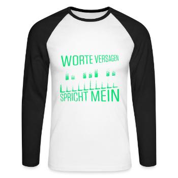 Wo Worte Versagen, Spricht Mein Klavier - Unisex Baseballshirt langarm - Weiß/Schwarz - Vorne - Nik (191cm)