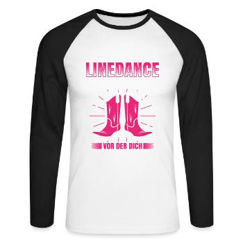 Ich Bin Die Verrückte Linedance Frau Vor Der Dich - Unisex Baseballshirt langarm - Weiß/Schwarz - Vorne - Nik (191cm)
