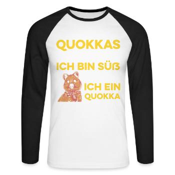 Quokkas Sind Süß Ich Bin Süß Also Bin Ich Ein Quok - Unisex Baseballshirt langarm - Weiß/Schwarz - Vorne - Nik (191cm)