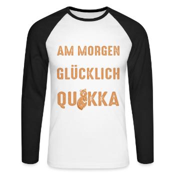 Einen Kaffee Am Morgen Und Ich Bin Glücklich Wie E - Unisex Baseballshirt langarm - Weiß/Schwarz - Vorne - Nik (191cm)