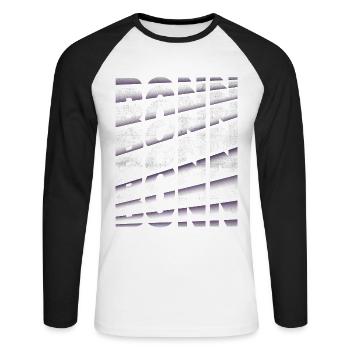 Bonn Deutschland Stadt Schrift Skyline Heimat - Unisex Baseballshirt langarm - Weiß/Schwarz - Vorne - Nik (191cm)