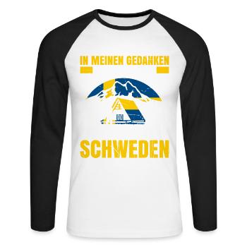 In Meinen Gedanken Sitze Ich In Einer Einsamen Hüt - Unisex Baseballshirt langarm - Weiß/Schwarz - Vorne - Nik (191cm)