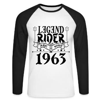 Legend rider Are born in 1963 - T-shirt baseball manches longues Homme - blanc/noir - Devant - Nik (191cm)