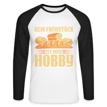 Dein Frühstück Ist Mein Hobby Bäcker - Unisex Baseballshirt langarm - Weiß/Schwarz - Vorne - Nik (191cm)