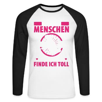 Ich Hasse Menschen Aber Degus Finde Ich Toll - Unisex Baseballshirt langarm - Weiß/Schwarz - Vorne - Nik (191cm)