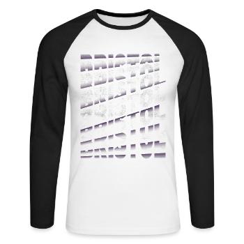 Bristol England UK Stadt Schrift Skyline Heimat - Unisex Baseballshirt langarm - Weiß/Schwarz - Vorne - Nik (191cm)