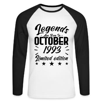 LEGENDS ARE BORN IN OCTOBER 1993 anniversary gift. - T-shirt baseball manches longues Homme - blanc/noir - Devant - Nik (191cm)