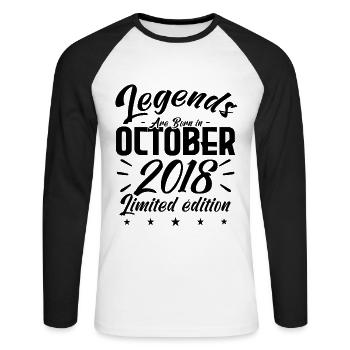 LEGENDS ARE BORN IN OCTOBER 2018 anniversary gift. - T-shirt baseball manches longues Homme - blanc/noir - Devant - Nik (191cm)