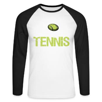 Tennisliebhaber Und Für Professionelle - Unisex Baseballshirt langarm - Weiß/Schwarz - Vorne - Nik (191cm)