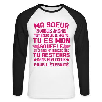 Ma Soeur Es Ma Vie Tu Es Aussi My Meilleure Amie - T-shirt baseball manches longues Homme - blanc/noir - Devant - Nik (191cm)