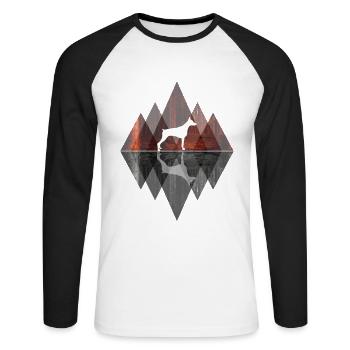 Dobermann Abstrakt - Geometrie Hundeliebhaber Dog - Unisex Baseballshirt langarm - Weiß/Schwarz - Vorne - Nik (191cm)