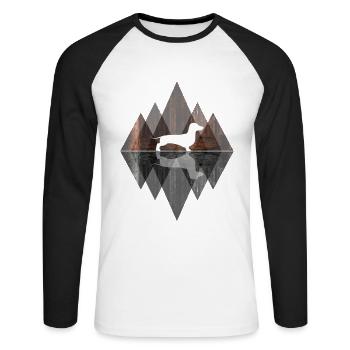 Dachshund Abstract - Géométrie Chien Amoureux Chien - T-shirt baseball manches longues Homme - blanc/noir - Devant - Nik (191cm)