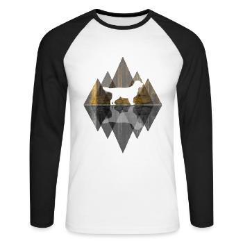 Golden Retriever Abstract - Amoureux des chiens - T-shirt baseball manches longues Homme - blanc/noir - Devant - Nik (191cm)