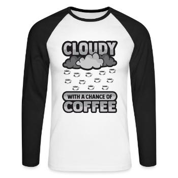 Nuageux avec une chance pour la conception de café - T-shirt baseball manches longues Homme - blanc/noir - Devant - Nik (191cm)