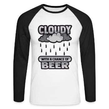 Nuageux avec une chance pour la conception de la bière - T-shirt baseball manches longues Homme - blanc/noir - Devant - Nik (191cm)
