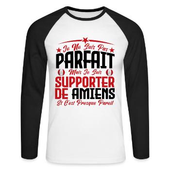 je ne suis pas parfait, supporteur de Amiens. - T-shirt baseball manches longues Homme - blanc/noir - Devant - Nik (191cm)