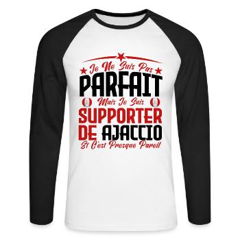 je ne suis pas parfait, supporteur de Ajaccio. - T-shirt baseball manches longues Homme - blanc/noir - Devant - Nik (191cm)