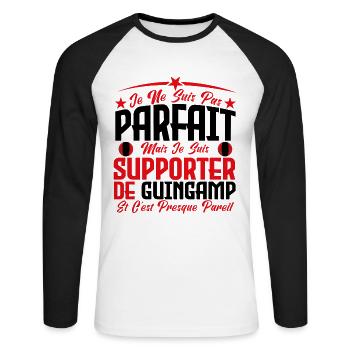 je ne suis pas parfait, supporteur de Guingamp. - T-shirt baseball manches longues Homme - blanc/noir - Devant - Nik (191cm)