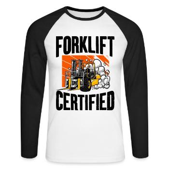 Certifié chariot élévateur - T-shirt baseball manches longues Homme - blanc/noir - Devant - Nik (191cm)