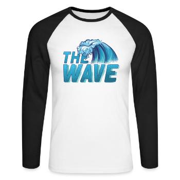 The Great Kanagawa Wave Japan - Unisex Long Sleeve Baseball T-Shirt - white/black - Front - Nik (191cm)