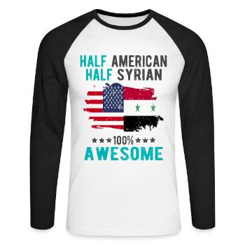 Moitié américain moitié syrien - T-shirt baseball manches longues Homme - blanc/noir - Devant - Nik (191cm)