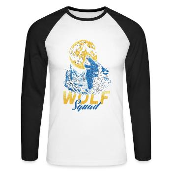 Wolf Squad A wolf goes back and howls the moon - Unisex Long Sleeve Baseball T-Shirt - white/black - Front - Nik (191cm)
