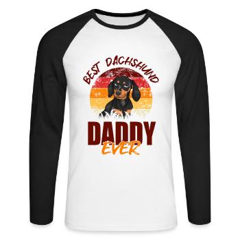 Meilleur papa teckel de tous les temps - T-shirt baseball manches longues Homme - blanc/noir - Devant - Nik (191cm)