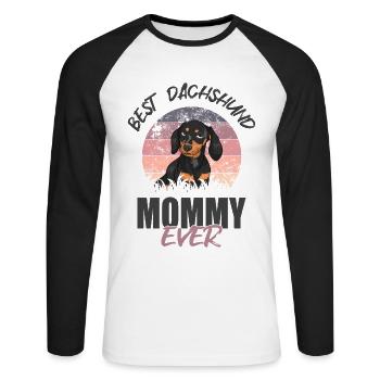 Beste Dackel-Mami - Unisex Baseballshirt langarm - Weiß/Schwarz - Vorne - Nik (191cm)