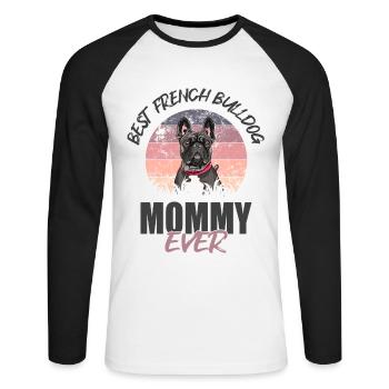 French Bulldog - Unisex Long Sleeve Baseball T-Shirt - white/black - Front - Nik (191cm)