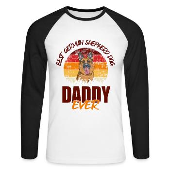 Deutscher Schäferhund - Unisex Baseballshirt langarm - Weiß/Schwarz - Vorne - Nik (191cm)