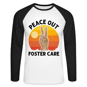 Peace Out Foster Care Keine Auswahlspiele Mehr - Unisex Baseballshirt langarm - Weiß/Schwarz - Vorne - Nik (191cm)