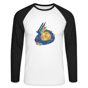 Pen and Paper for RPG Gaming Father - Unisex Long Sleeve Baseball T-Shirt - white/black - Front - Nik (191cm)