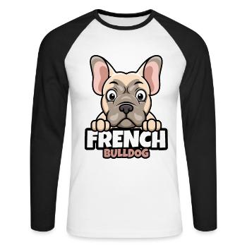 French Bulldog - Unisex Long Sleeve Baseball T-Shirt - white/black - Front - Nik (191cm)