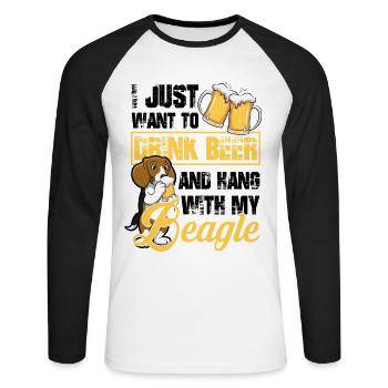 Boire de la bière - T-shirt baseball manches longues Homme - blanc/noir - Devant - Nik (191cm)