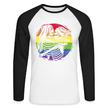 Lesbienne Gay Pride Bisexuelle - T-shirt baseball manches longues Homme - blanc/noir - Devant - Nik (191cm)