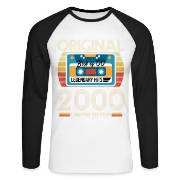 Vintage 2000 Original Geburtstagsgeschenk - Unisex Baseballshirt langarm - Weiß/Schwarz - Vorne - Nik (191cm)
