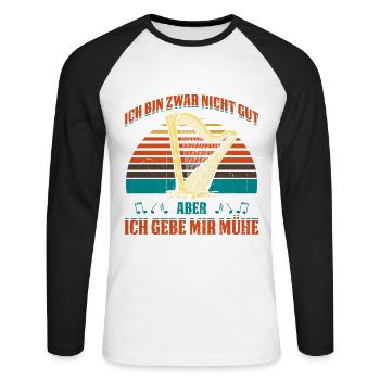 Ich Bin Zwar Nicht Gut Aber Ich Gebe Mir Mühe - Unisex Baseballshirt langarm - Weiß/Schwarz - Vorne - Nik (191cm)
