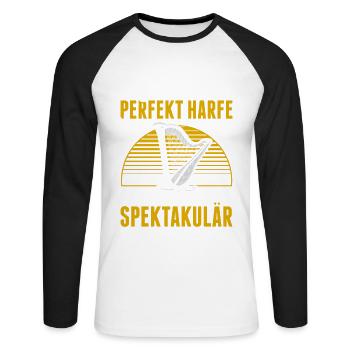 Ich Spiele Nicht Perfekt Harfe Aber Spektakulär - Unisex Baseballshirt langarm - Weiß/Schwarz - Vorne - Nik (191cm)
