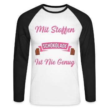 Mit Stoffen Wie Mit Schokolade Ein Stück Ist Nie G - Unisex Baseballshirt langarm - Weiß/Schwarz - Vorne - Nik (191cm)