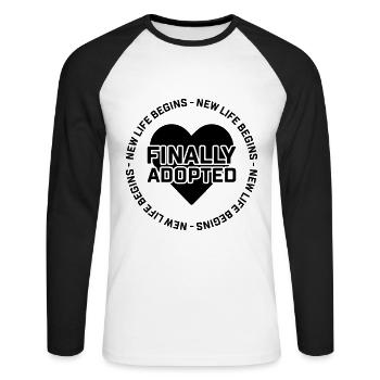 A new life finally begins no adopted - Unisex Long Sleeve Baseball T-Shirt - white/black - Front - Nik (191cm)