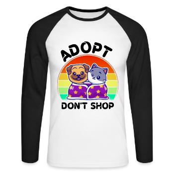 Adoptieren Sie Nicht Einkaufen, Was Sie Nicht - Unisex Baseballshirt langarm - Weiß/Schwarz - Vorne - Nik (191cm)