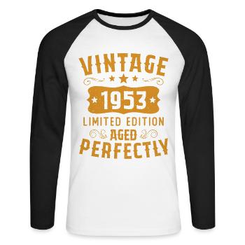 Vintage 1953 Limited Edition - Unisex Long Sleeve Baseball T-Shirt - white/black - Front - Nik (191cm)