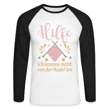 Hilfe Ich Komme Nicht Von Der Nadel Los - Unisex Baseballshirt langarm - Weiß/Schwarz - Vorne - Nik (191cm)