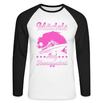 Mädels Auf Kreuzfahrt Kreuzfahrt Urlaub - Unisex Baseballshirt langarm - Weiß/Schwarz - Vorne - Nik (191cm)