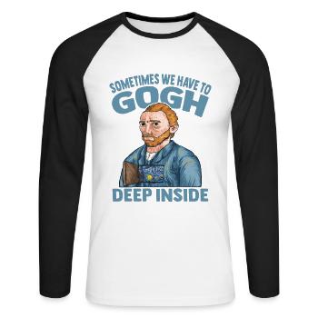 Van Gogh Art - Unisex Long Sleeve Baseball T-Shirt - white/black - Front - Nik (191cm)
