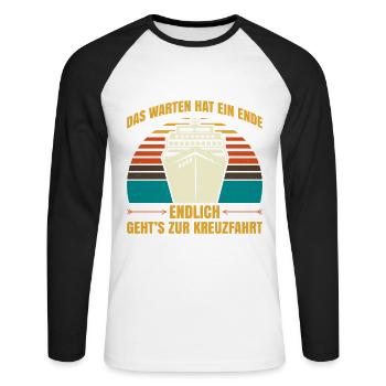 Das Warten Hat Ein Ende Endlich Gehts Zur KreuzfaD - Unisex Baseballshirt langarm - Weiß/Schwarz - Vorne - Nik (191cm)