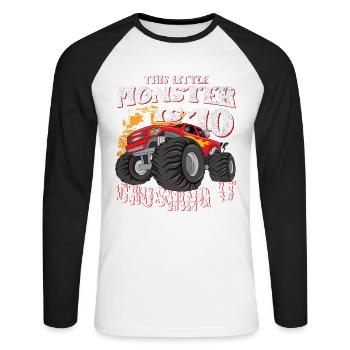 10e anniversaire plaisante ce petit camion monstre - T-shirt baseball manches longues Homme - blanc/noir - Devant - Nik (191cm)