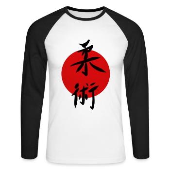 Ju Jutsu Kampfsport Shirt Sticker Jiu Jitsu - Unisex Baseballshirt langarm - Weiß/Schwarz - Vorne - Nik (191cm)